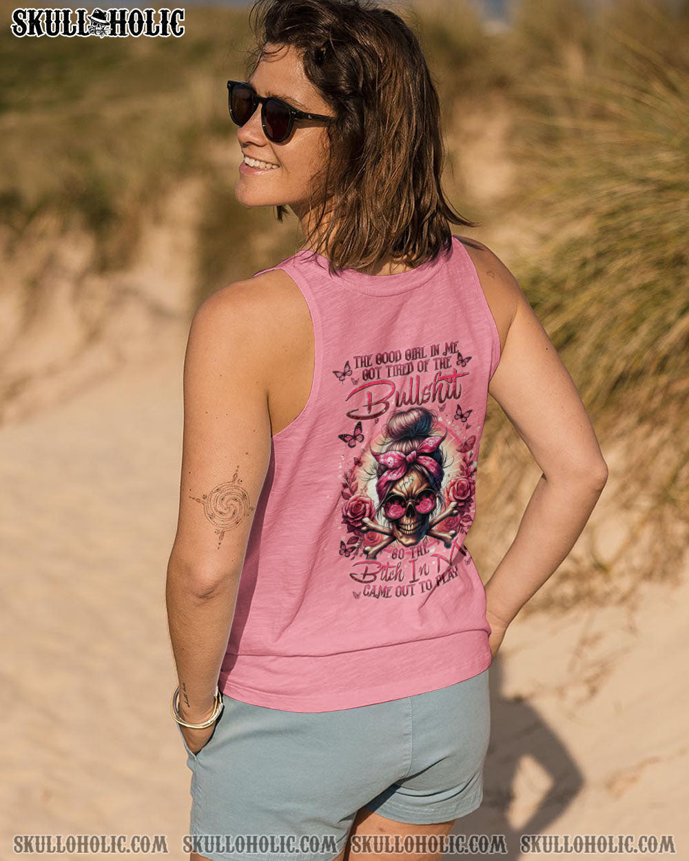 BLISSCORNERS THE GOOD GIRL IN ME MESSY BUN ALL OVER PRINT