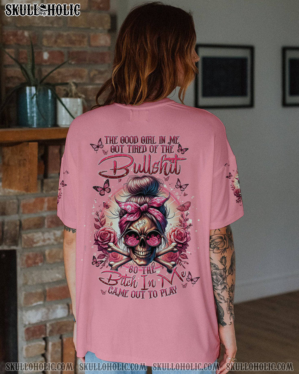 BLISSCORNERS THE GOOD GIRL IN ME MESSY BUN ALL OVER PRINT