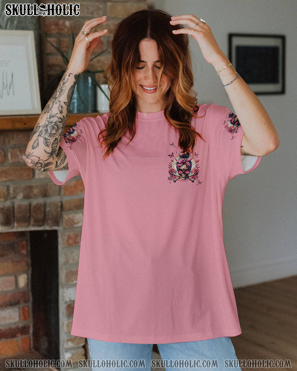 BLISSCORNERS THE GOOD GIRL IN ME MESSY BUN ALL OVER PRINT