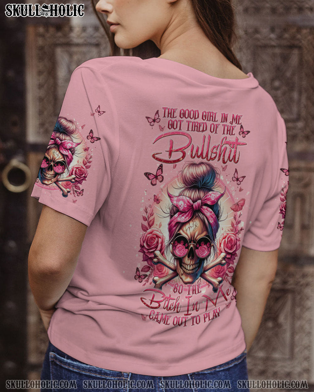 BLISSCORNERS THE GOOD GIRL IN ME MESSY BUN ALL OVER PRINT