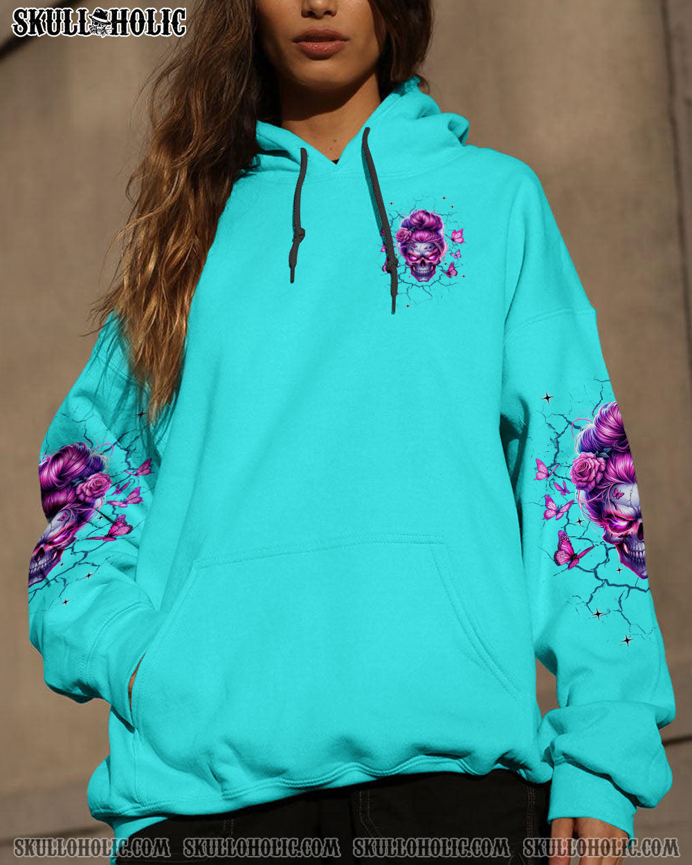 BLISSCORNERS HOLD MY HALO SKULL MESSY BUN ALL OVER PRINT
