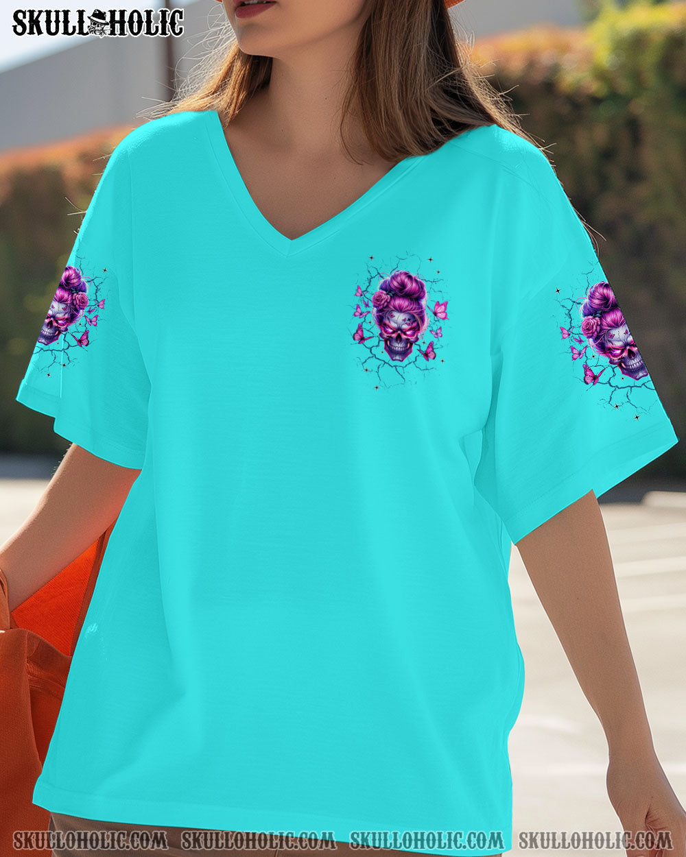 BLISSCORNERS HOLD MY HALO SKULL MESSY BUN ALL OVER PRINT