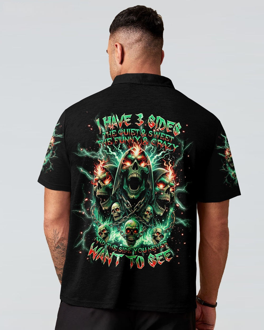 BLISSCORNERS I HAVE 3 SIDES 3 SKULLS REAPER ALL OVER PRINT