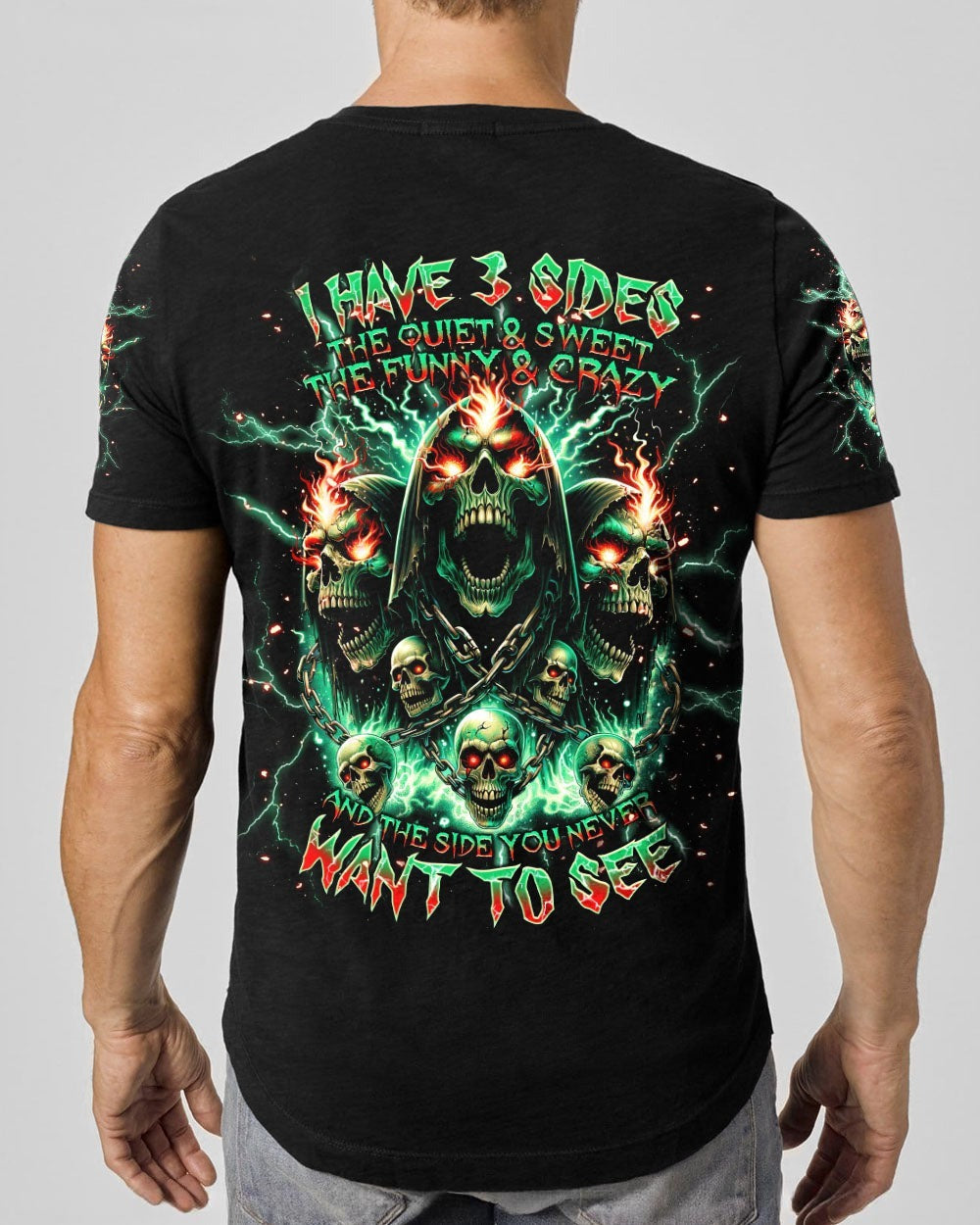 BLISSCORNERS I HAVE 3 SIDES 3 SKULLS REAPER ALL OVER PRINT