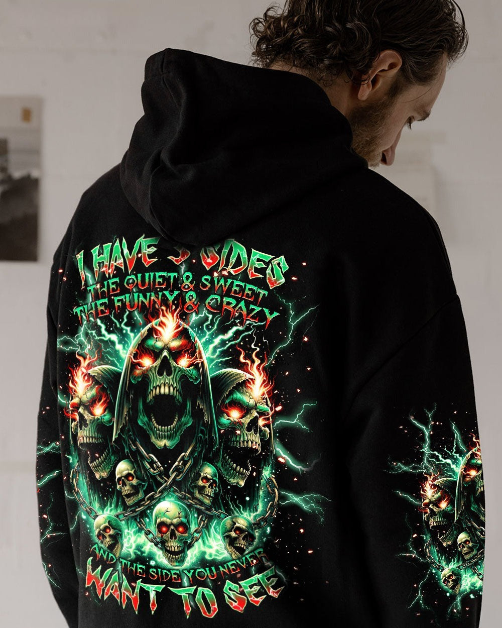 BLISSCORNERS I HAVE 3 SIDES 3 SKULLS REAPER ALL OVER PRINT