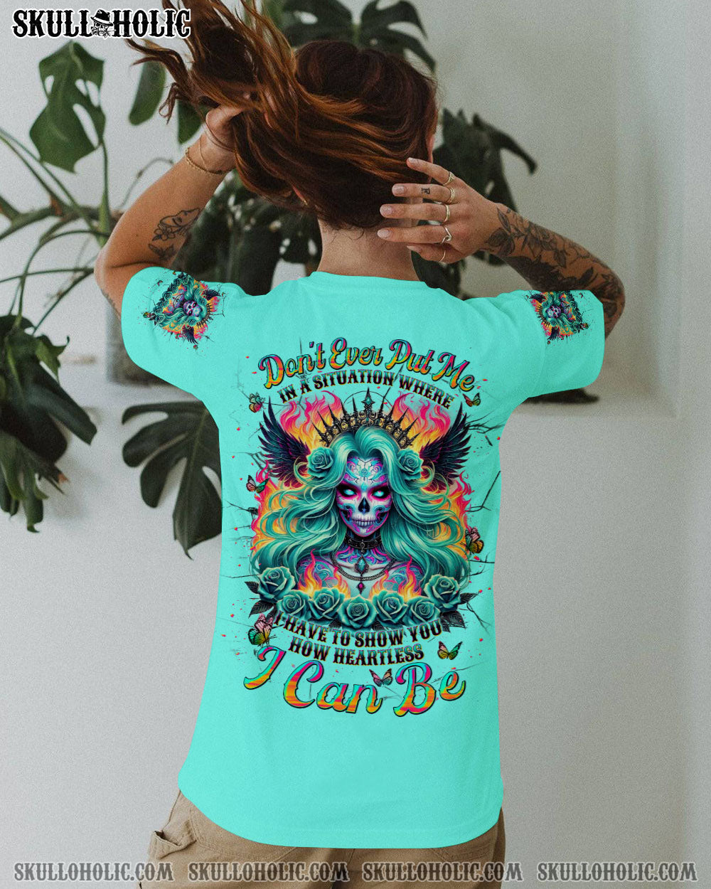 BLISSCORNERS (HOT DEAL) HOW HEARTLESS I CAN BE SKULL LADY ALL OVER PRINT
