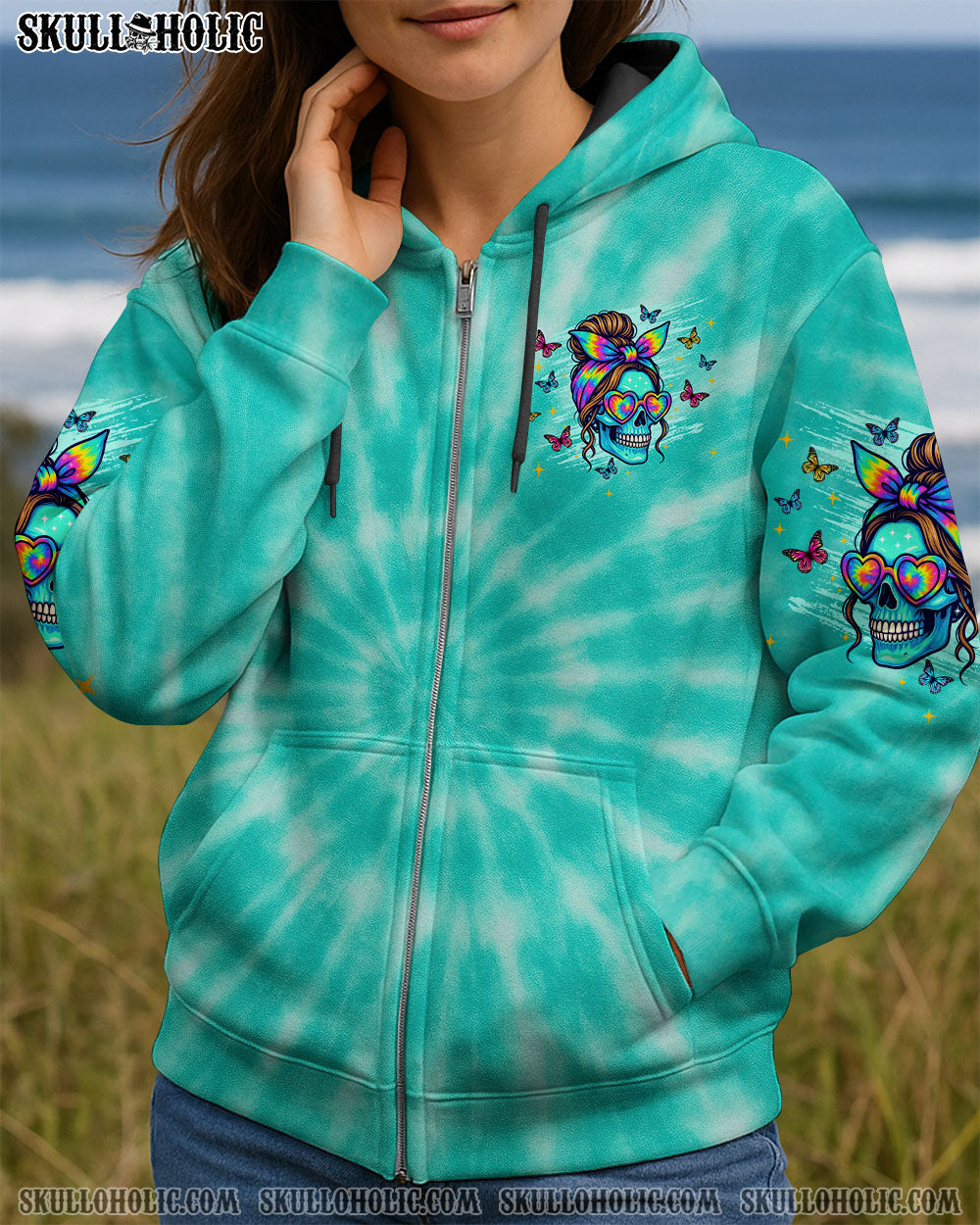 BLISSCORNERS IF YOU THINK THE THINGS I SAY OUT LOUD MESSY BUN SKULL TIE DYE ALL OVER PRINT