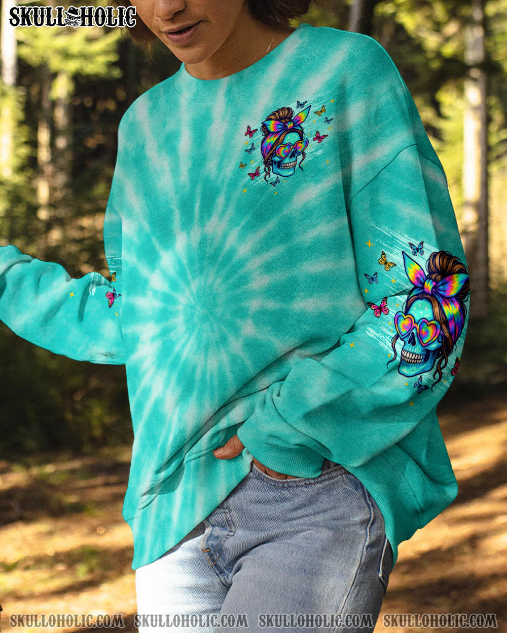BLISSCORNERS IF YOU THINK THE THINGS I SAY OUT LOUD MESSY BUN SKULL TIE DYE ALL OVER PRINT