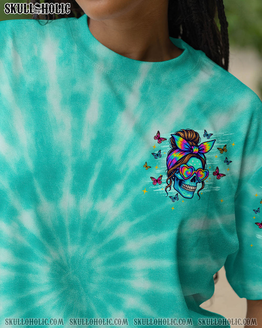BLISSCORNERS IF YOU THINK THE THINGS I SAY OUT LOUD MESSY BUN SKULL TIE DYE ALL OVER PRINT