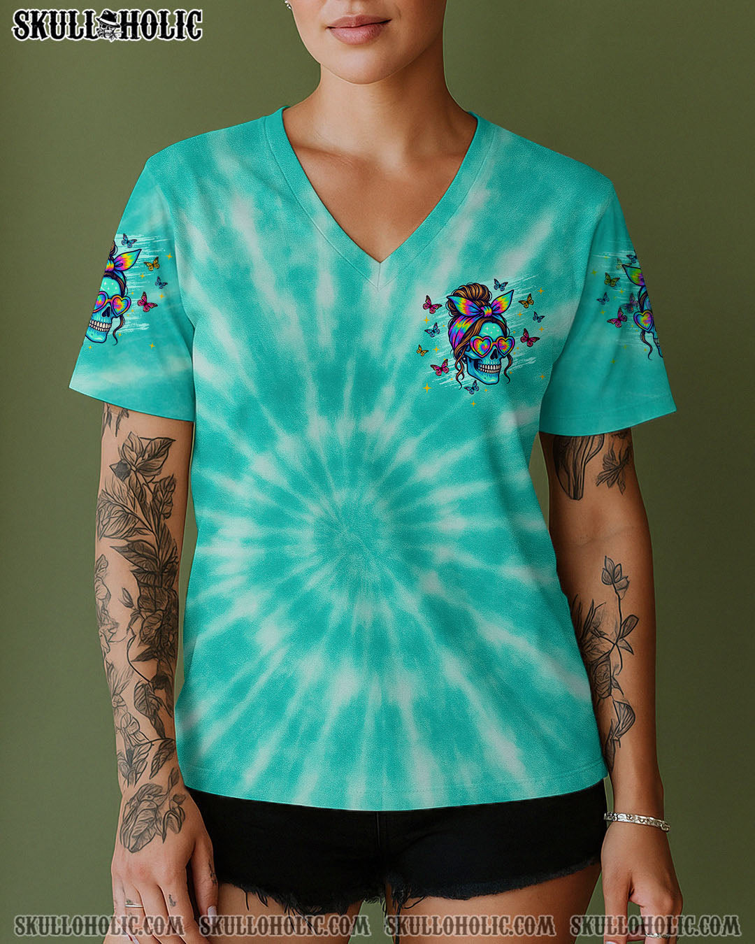 BLISSCORNERS IF YOU THINK THE THINGS I SAY OUT LOUD MESSY BUN SKULL TIE DYE ALL OVER PRINT