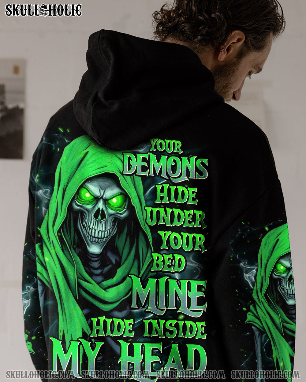 BLISSCORNERS YOUR DEMONS HIDE UNDER YOUR BED SKULL DEMON ALL OVER PRINT