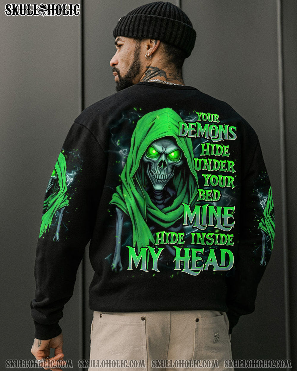 BLISSCORNERS YOUR DEMONS HIDE UNDER YOUR BED SKULL DEMON ALL OVER PRINT