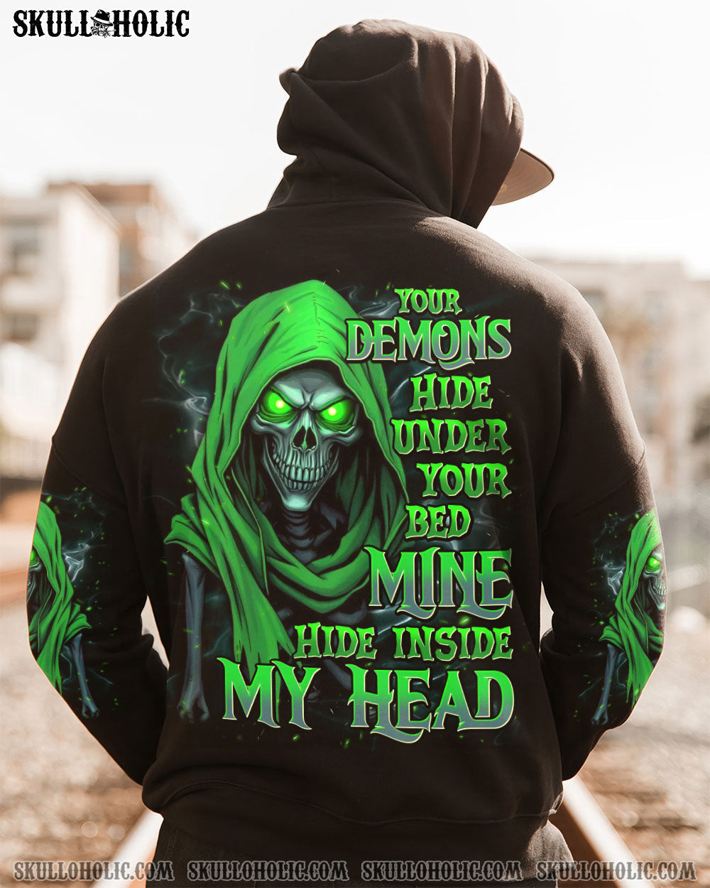 BLISSCORNERS YOUR DEMONS HIDE UNDER YOUR BED SKULL DEMON ALL OVER PRINT