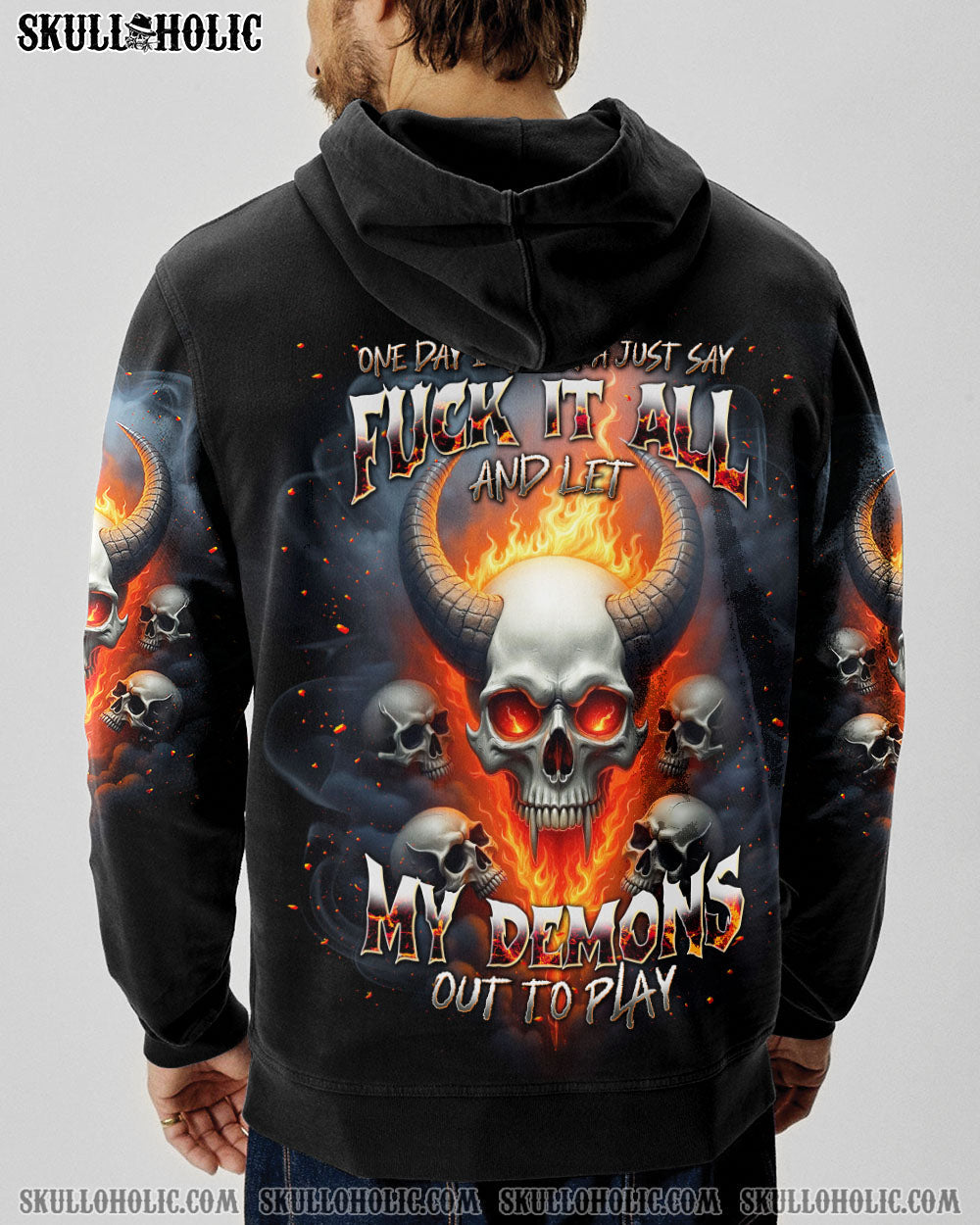 BLISSCORNERS ONE DAY I'M GONNA JUST SAY DEMON SKULL ALL OVER PRINT