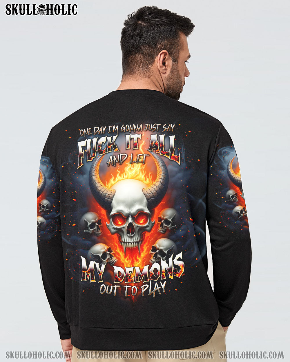 BLISSCORNERS ONE DAY I'M GONNA JUST SAY DEMON SKULL ALL OVER PRINT