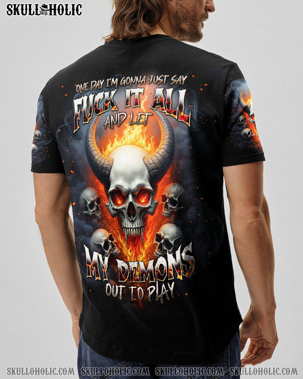 BLISSCORNERS ONE DAY I'M GONNA JUST SAY DEMON SKULL ALL OVER PRINT
