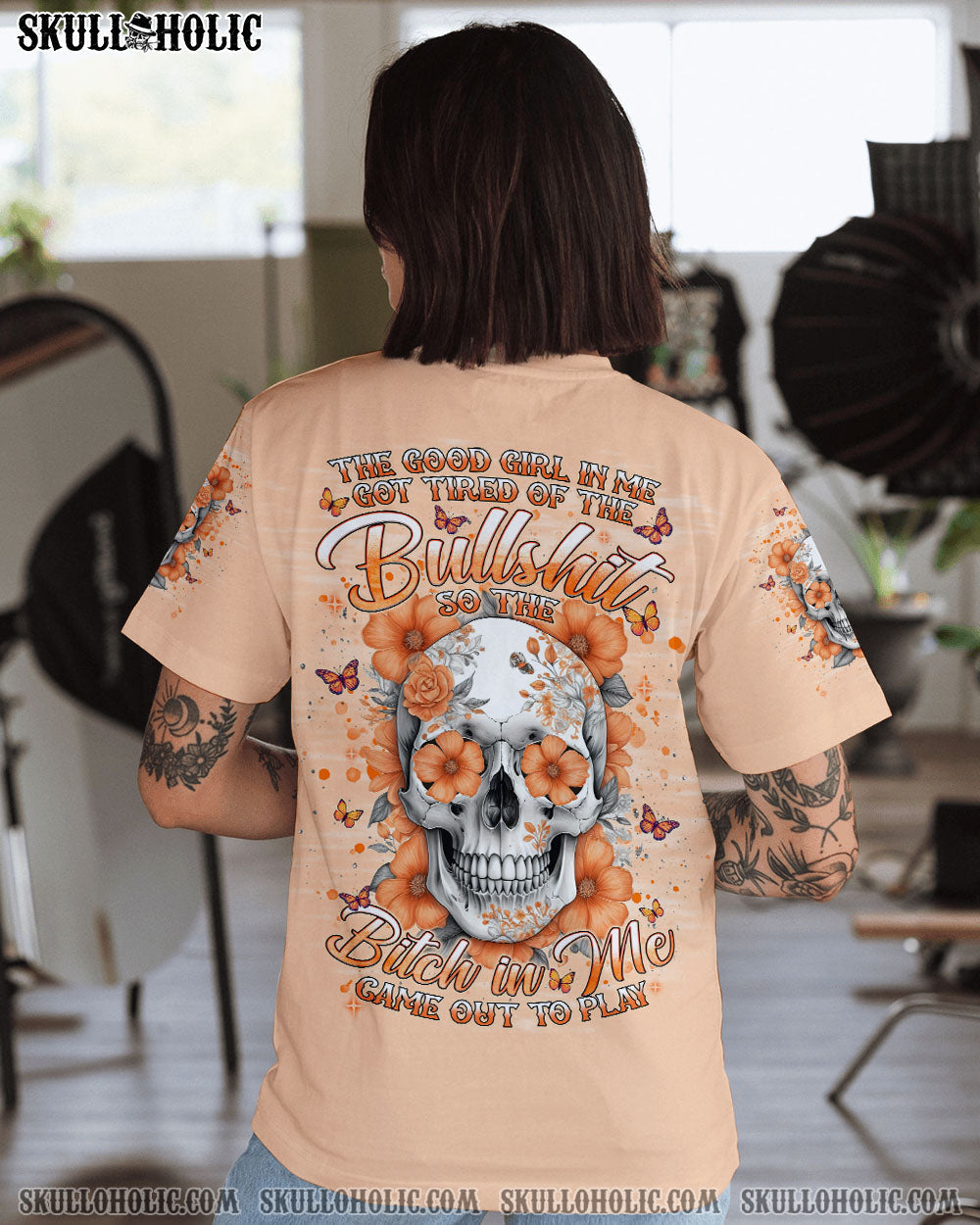 BLISSCORNERS THE GOOD GIRL IN ME SKULL ALL OVER PRINT