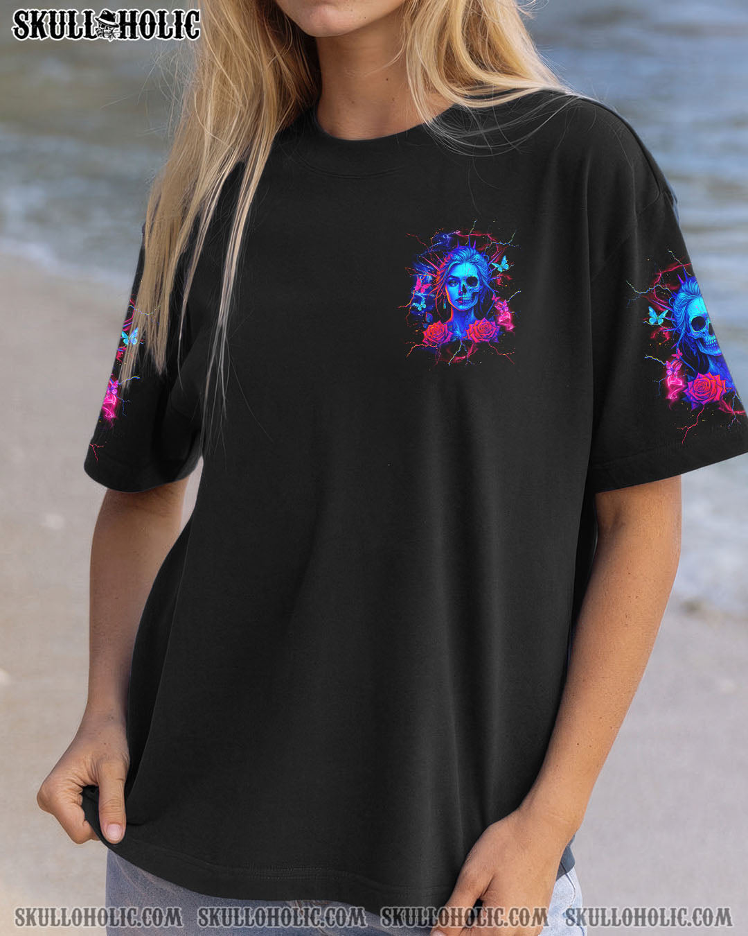 BLISSCORNERS DON'T TRY TO FIGURE ME OUT SKULL HALF LADY ALL OVER PRINT