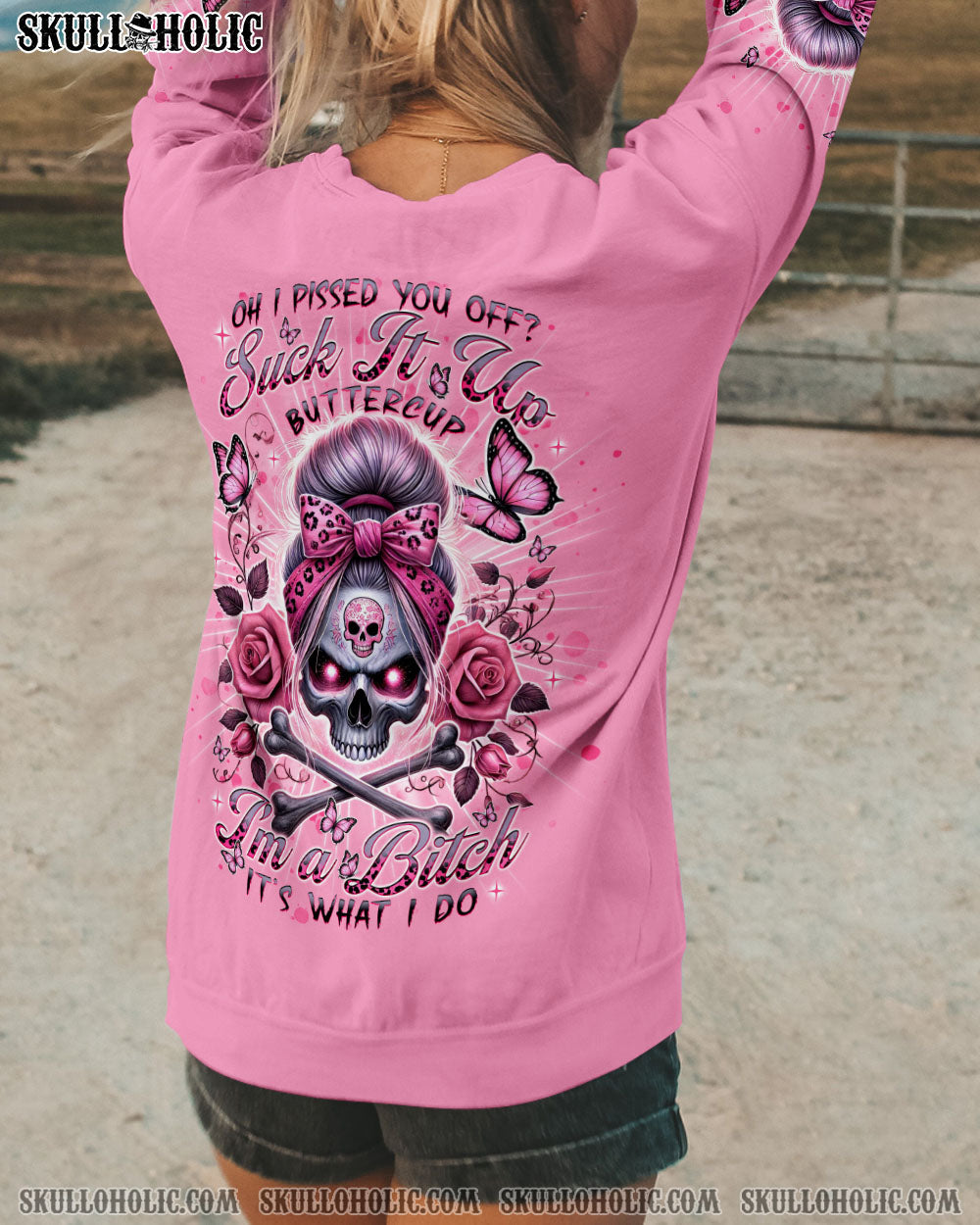 BLISSCORNERS IT'S GOING TO BE ONE OF THOSE DAYS MESSY BUN SKULL ALL OVER PRINT