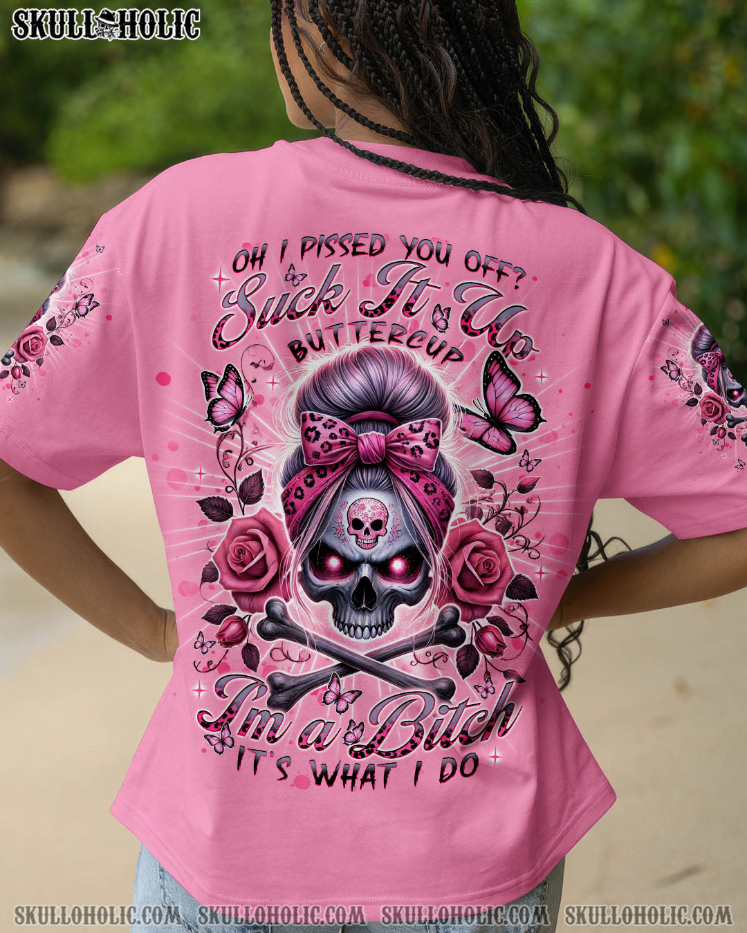 BLISSCORNERS IT'S GOING TO BE ONE OF THOSE DAYS MESSY BUN SKULL ALL OVER PRINT