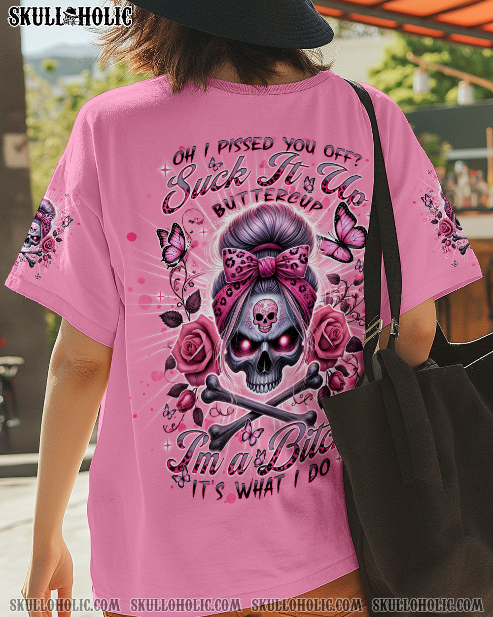 BLISSCORNERS IT'S GOING TO BE ONE OF THOSE DAYS MESSY BUN SKULL ALL OVER PRINT