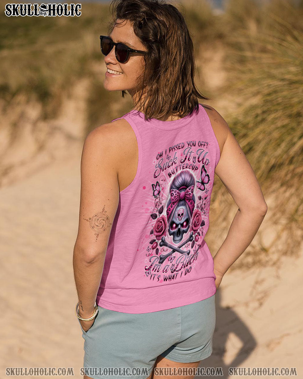 BLISSCORNERS IT'S GOING TO BE ONE OF THOSE DAYS MESSY BUN SKULL ALL OVER PRINT