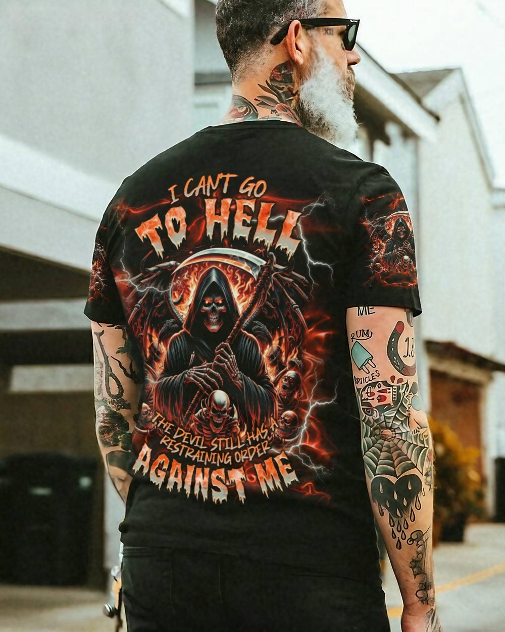 BLISSCORNERS I CAN'T GO TO HELL REAPER SKULL ALL OVER PRINT