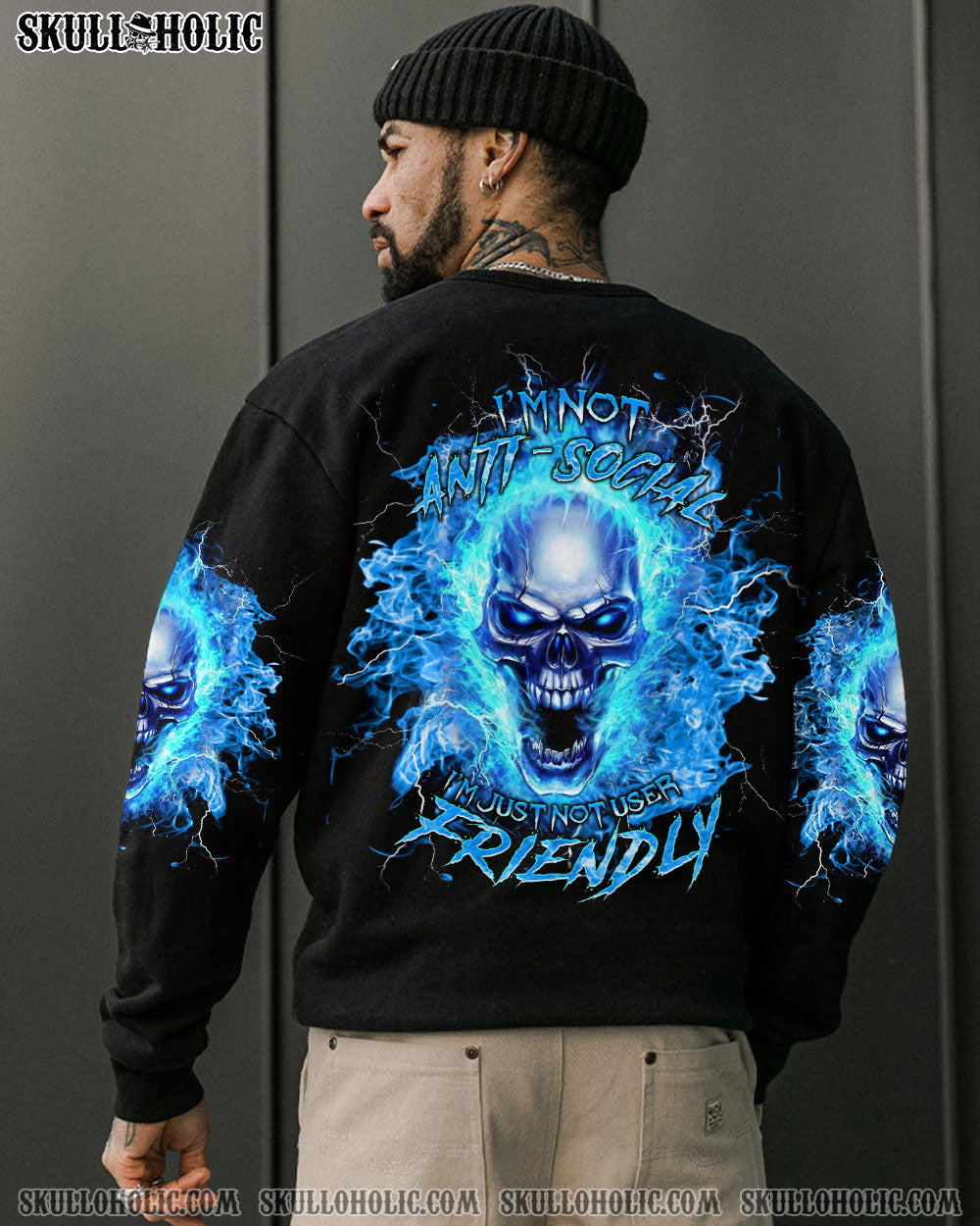 BLISSCORNERS I'M NOT ANTI-SOCIAL SKULL ALL OVER PRINT