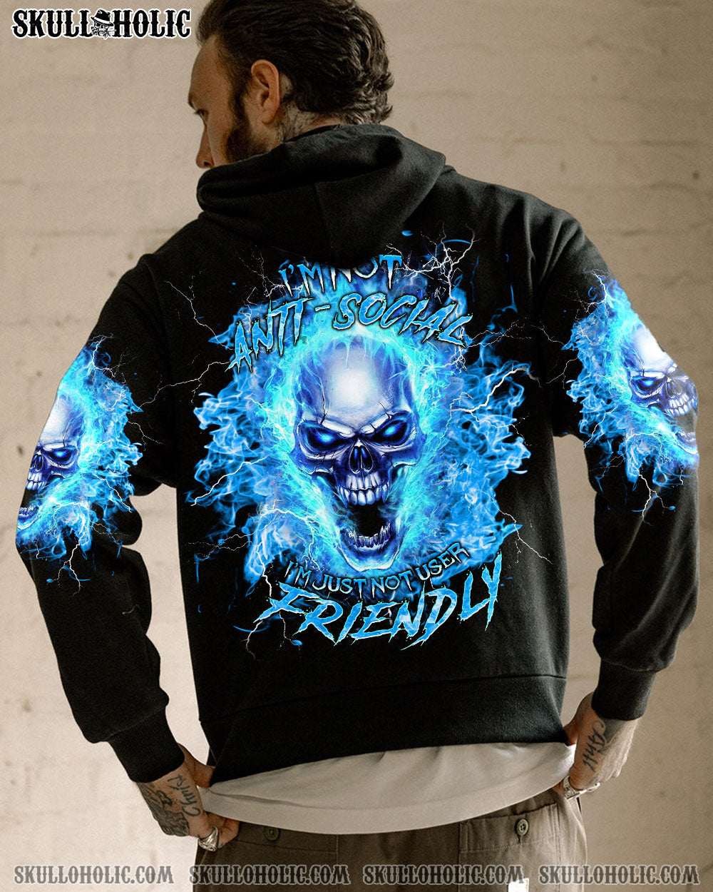 BLISSCORNERS I'M NOT ANTI-SOCIAL SKULL ALL OVER PRINT