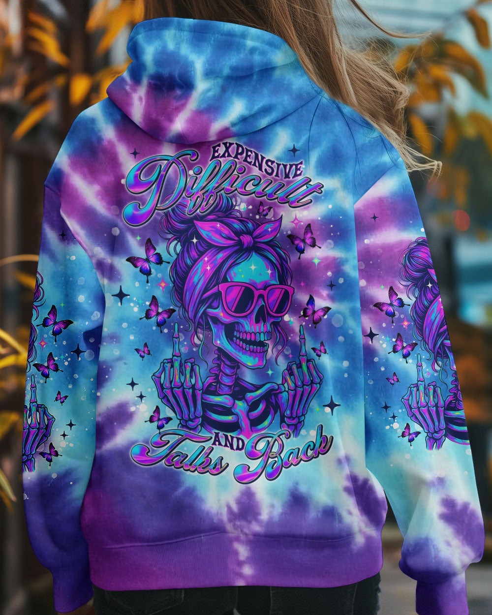 BLISSCORNERS F AROUND AND FIND OUT SKULL MESSY BUN ALL OVER PRINT