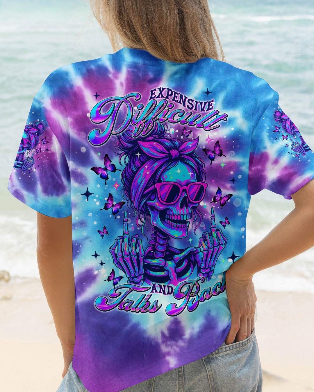 BLISSCORNERS F AROUND AND FIND OUT SKULL MESSY BUN ALL OVER PRINT