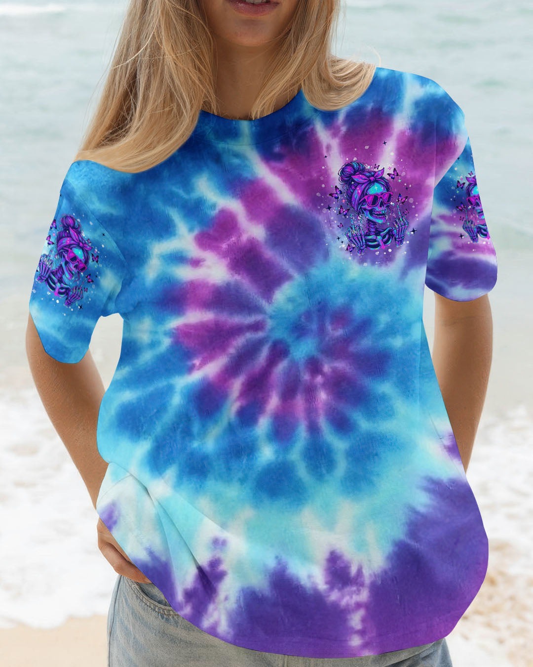 BLISSCORNERS F AROUND AND FIND OUT SKULL MESSY BUN ALL OVER PRINT