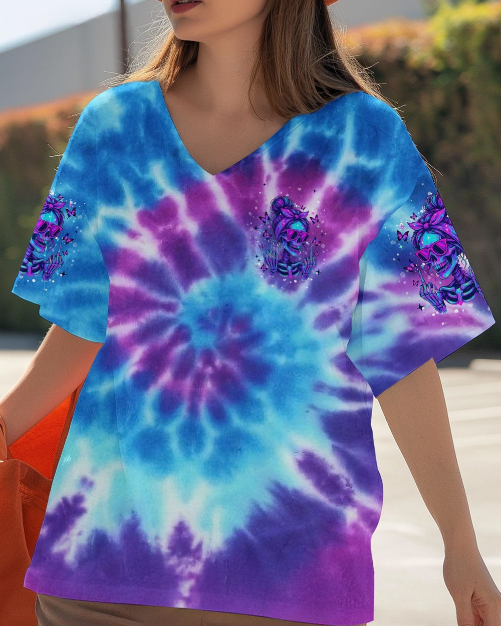 BLISSCORNERS F AROUND AND FIND OUT SKULL MESSY BUN ALL OVER PRINT
