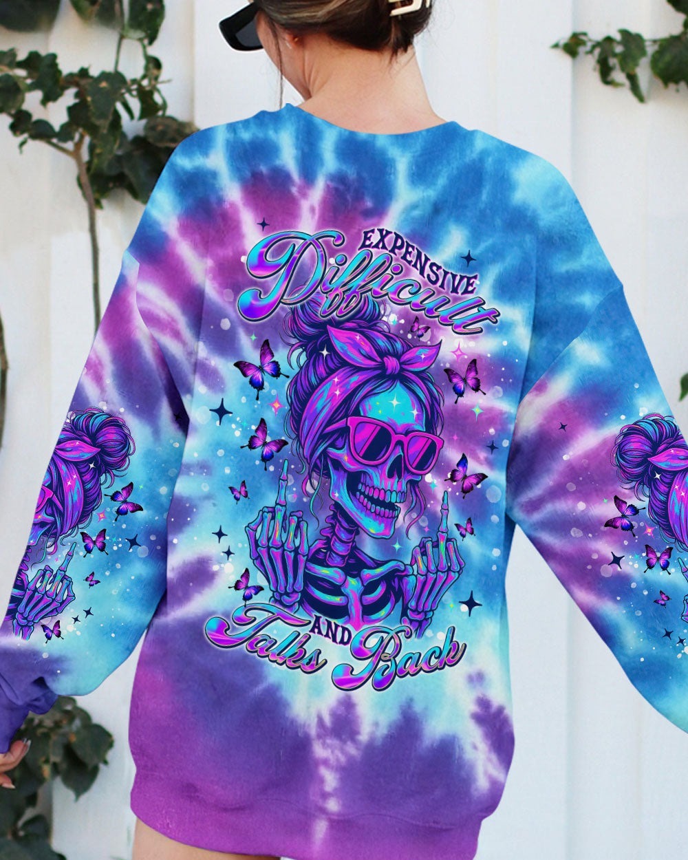 BLISSCORNERS F AROUND AND FIND OUT SKULL MESSY BUN ALL OVER PRINT