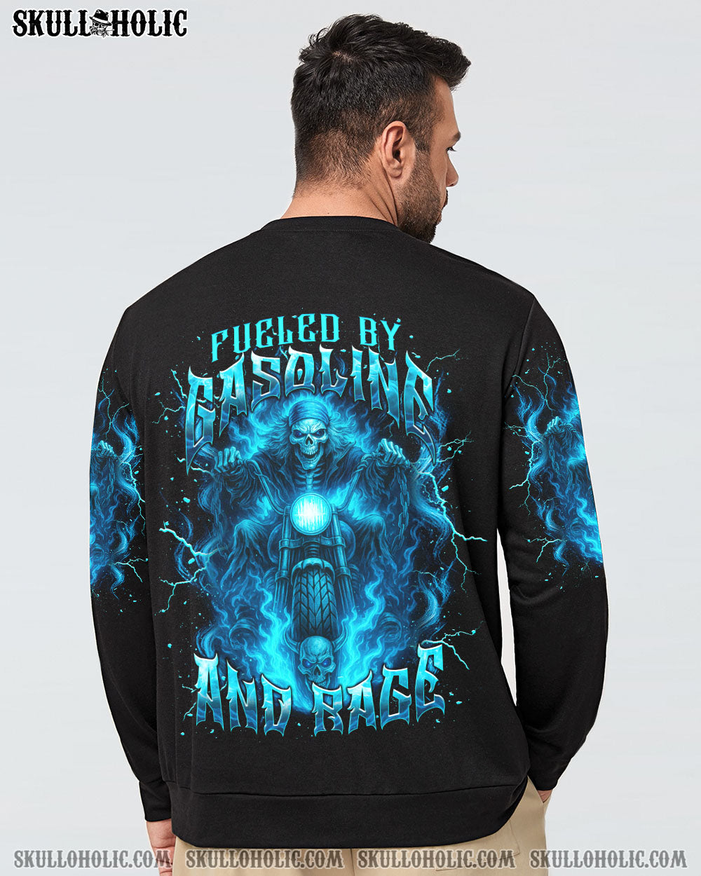 BLISSCORNERS FUELED BY GASOLINE AND RAGE BIKER SKULL ALL OVER PRINT