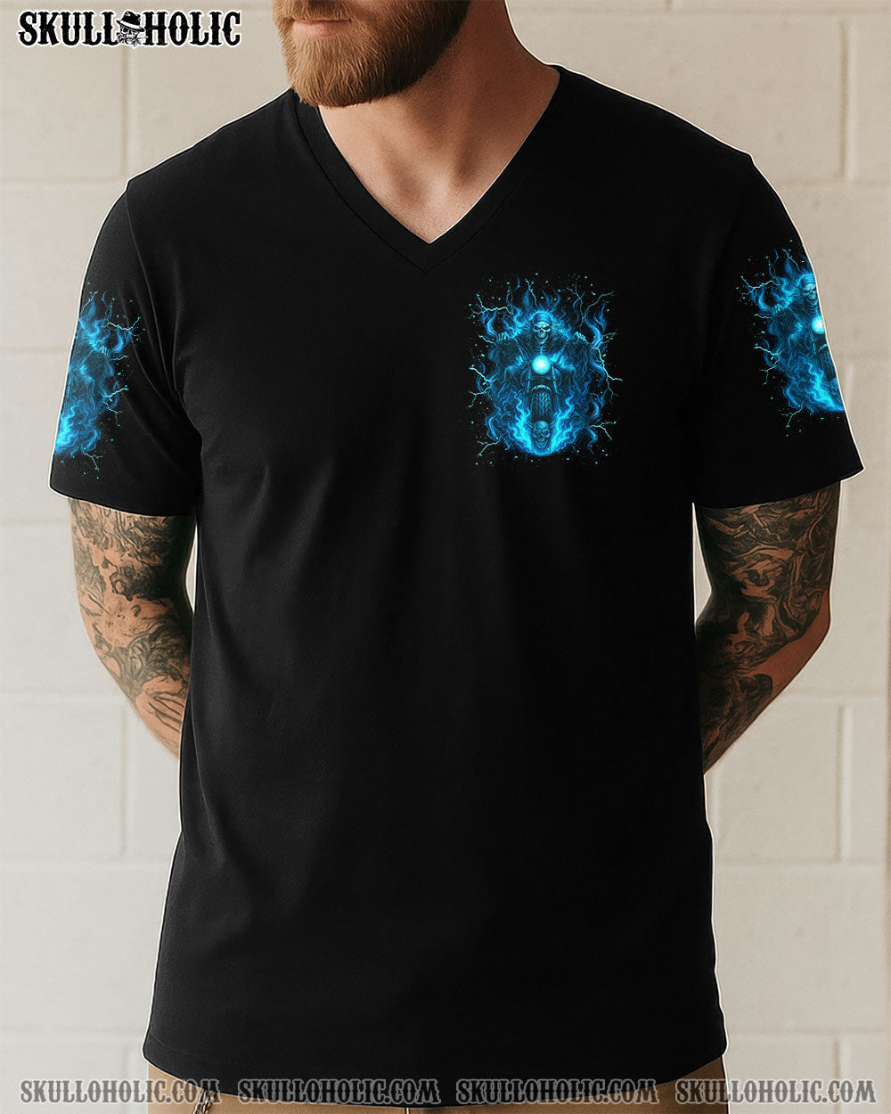 BLISSCORNERS FUELED BY GASOLINE AND RAGE BIKER SKULL ALL OVER PRINT