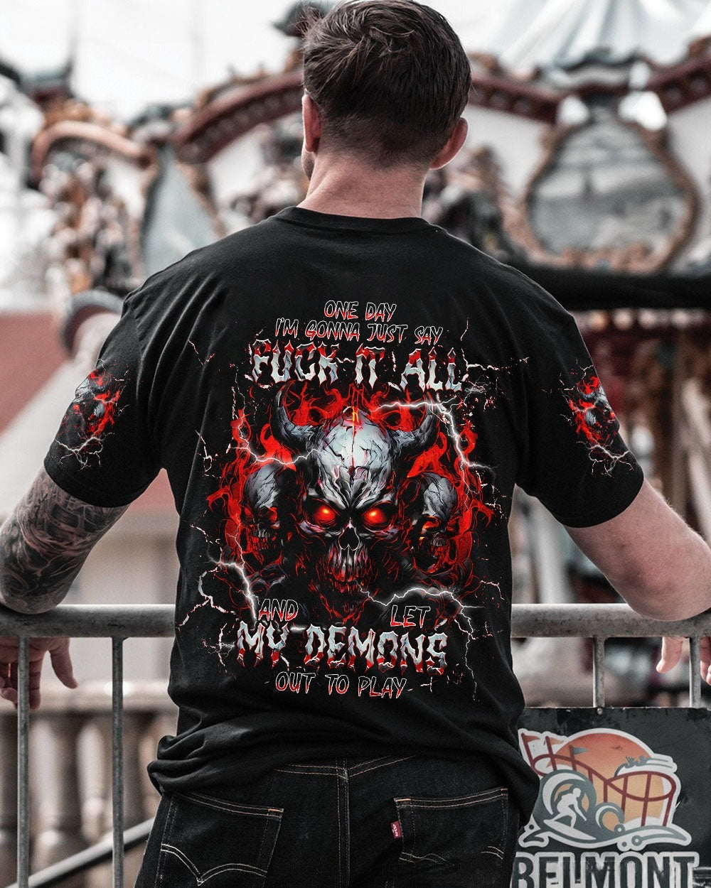 BLISSCORNERS ONE DAY I'M GONNA JUST SAY SKULL DEMON ALL OVER PRINT