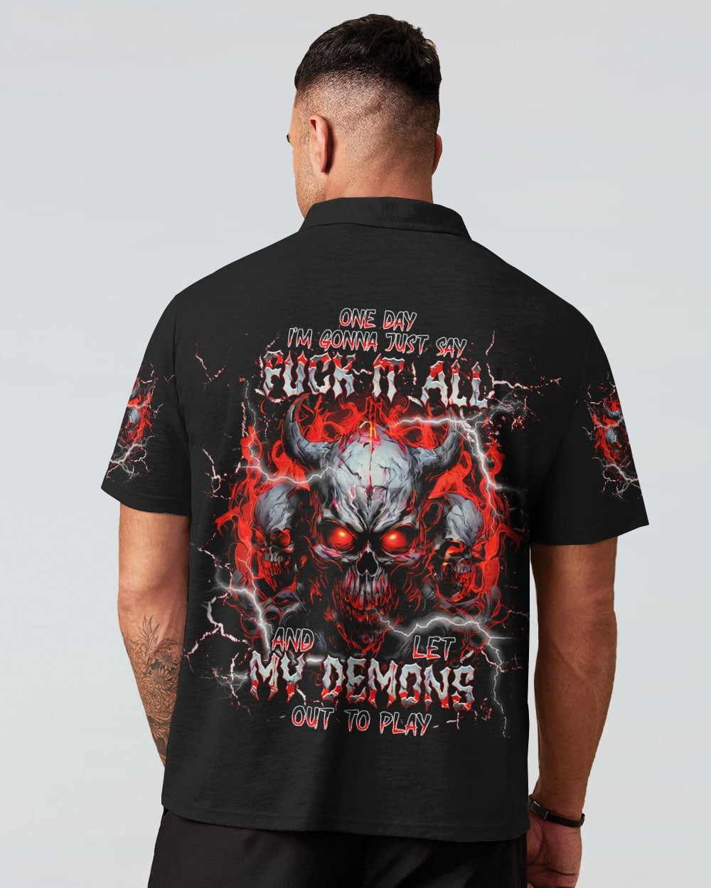 BLISSCORNERS ONE DAY I'M GONNA JUST SAY SKULL DEMON ALL OVER PRINT