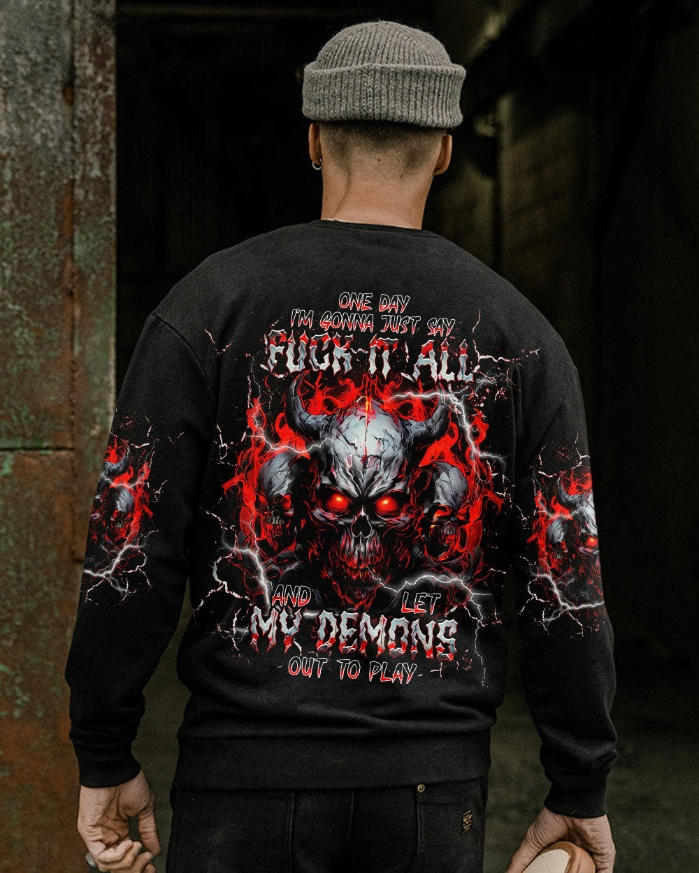BLISSCORNERS ONE DAY I'M GONNA JUST SAY SKULL DEMON ALL OVER PRINT