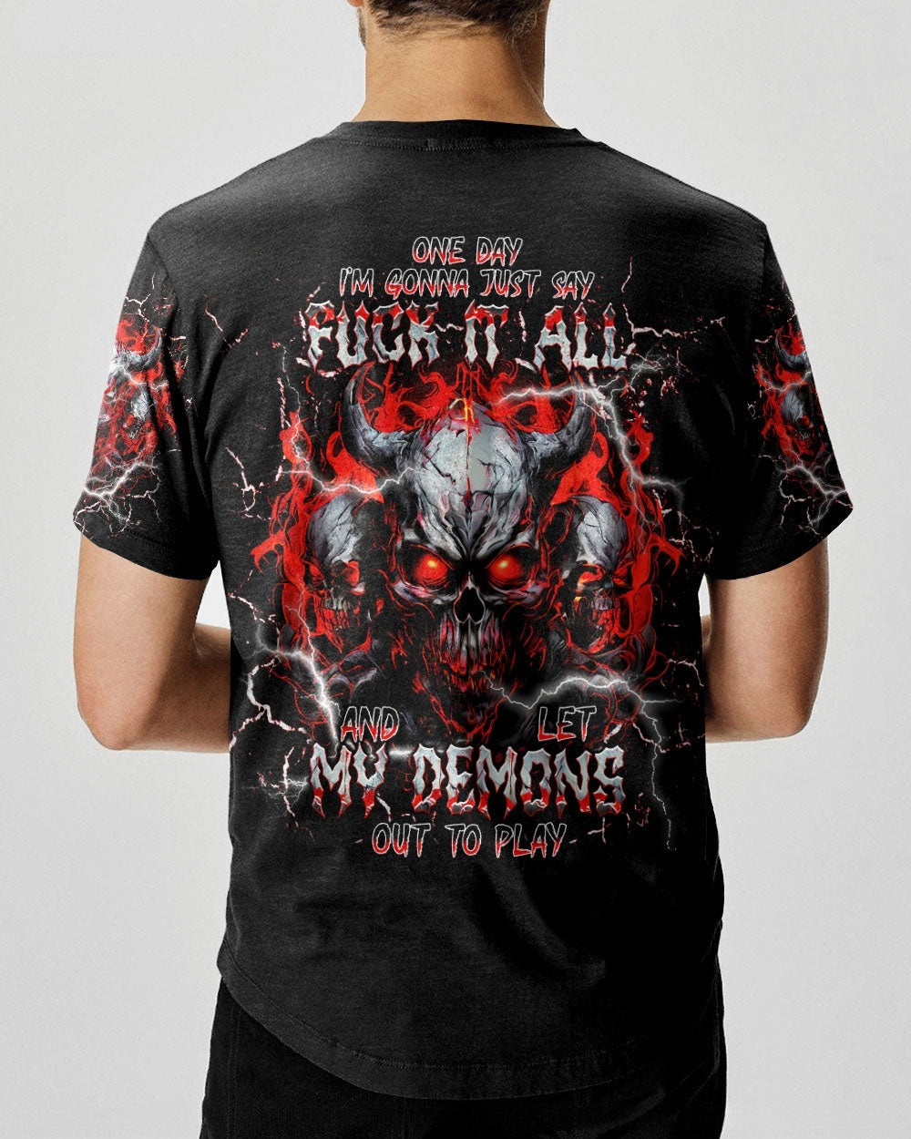 BLISSCORNERS ONE DAY I'M GONNA JUST SAY SKULL DEMON ALL OVER PRINT