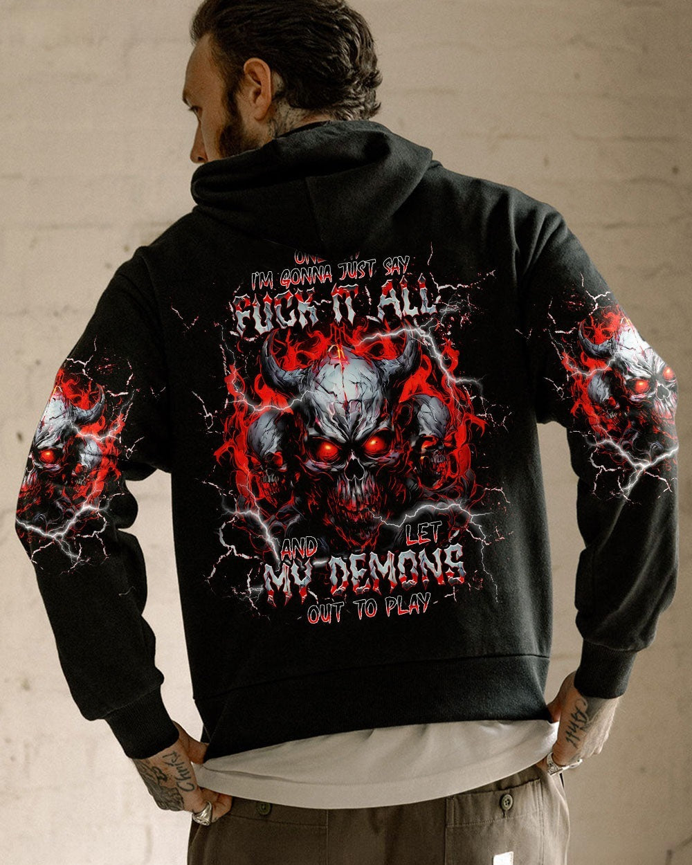 BLISSCORNERS ONE DAY I'M GONNA JUST SAY SKULL DEMON ALL OVER PRINT