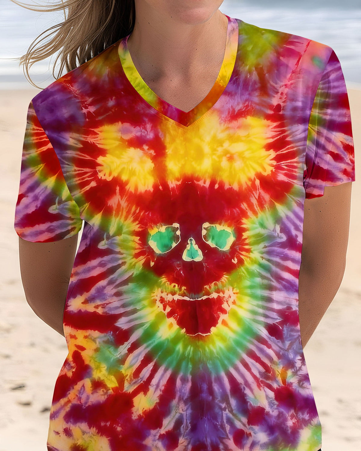 BLISSCORNERS DEMON SKULL TIE DYE  ALL OVER PRINT