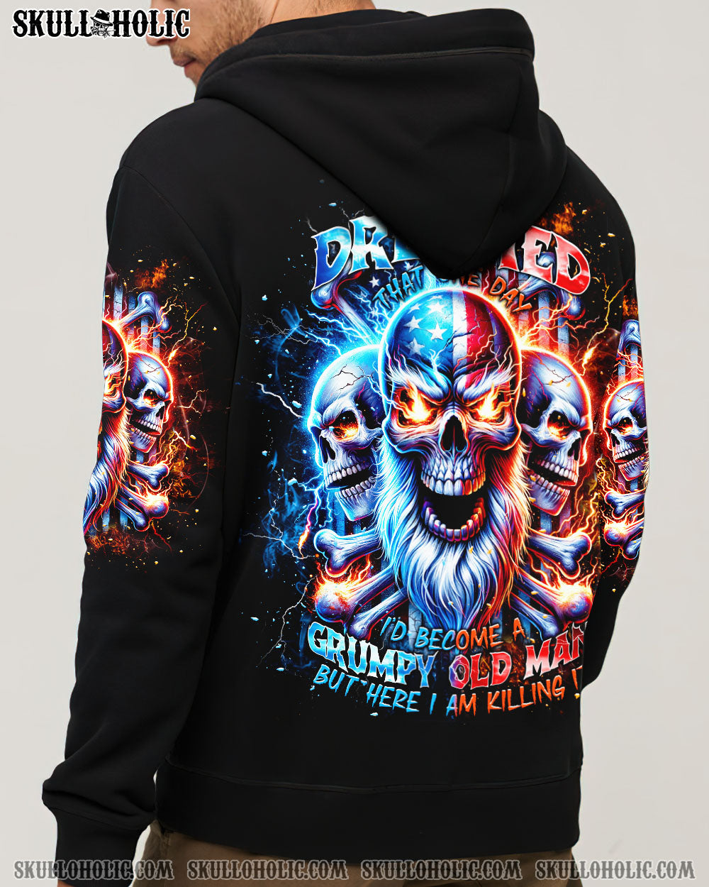 BLISSCORNERS I NEVER DREAMED THAT ONE DAY GRUMPY OLD MAN SKULL ALL OVER PRINT