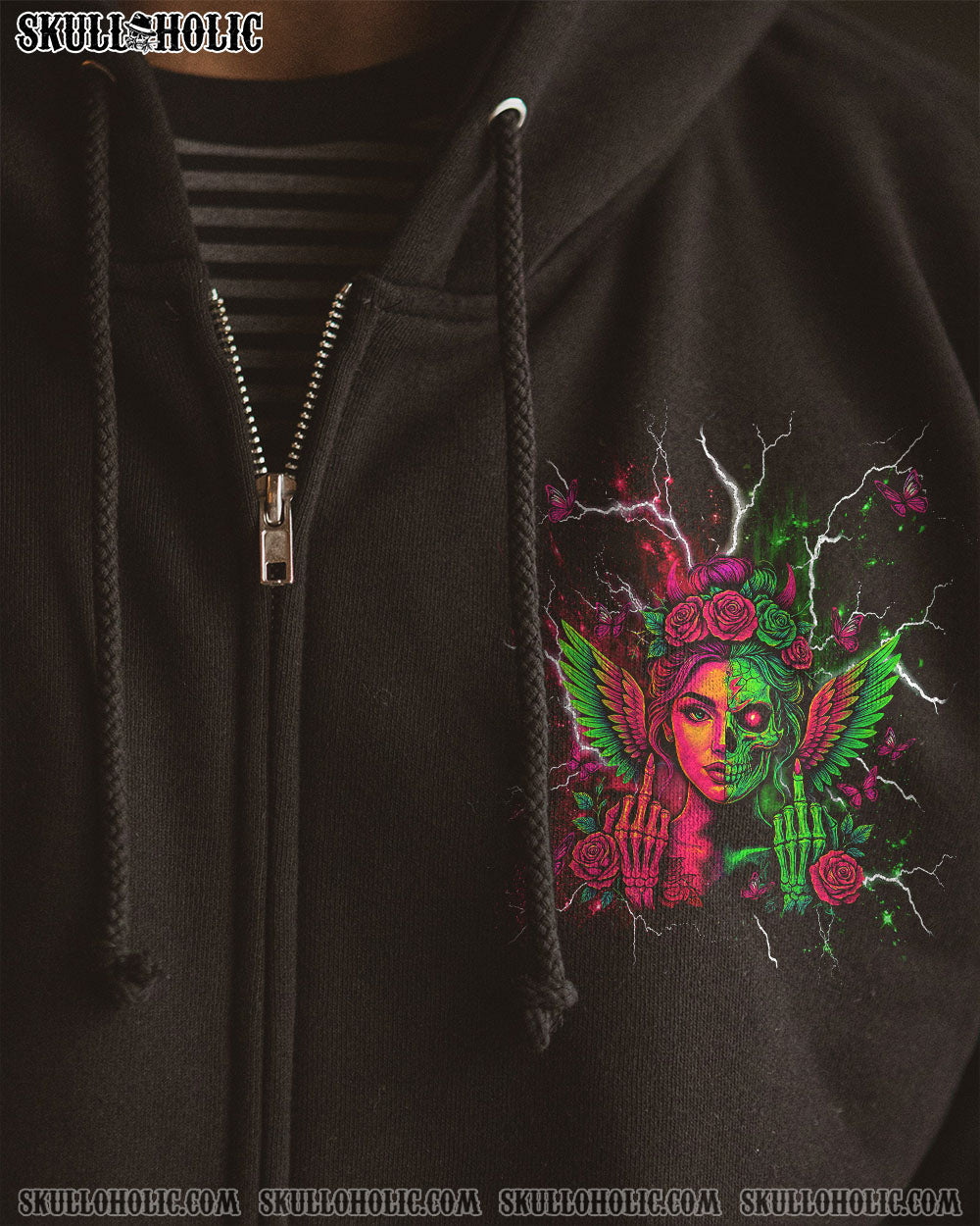 BLISSCORNERS THE GOOD GIRL IN ME GOT TIRED SKULL HALF FACE ALL OVER PRINT