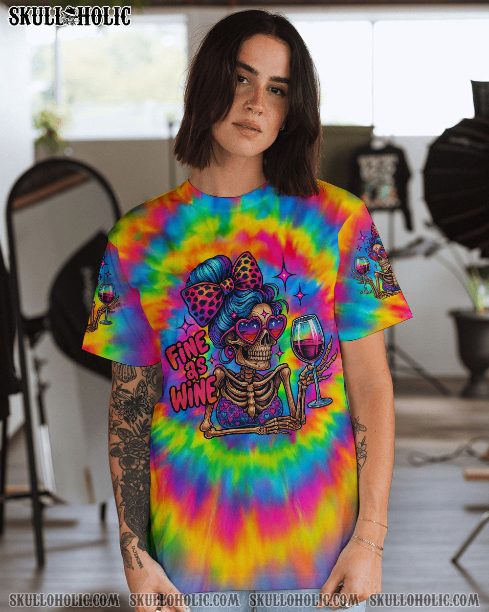 BLISSCORNERS FINE AS WINE SKELETON TIE DYE ALL OVER PRINT