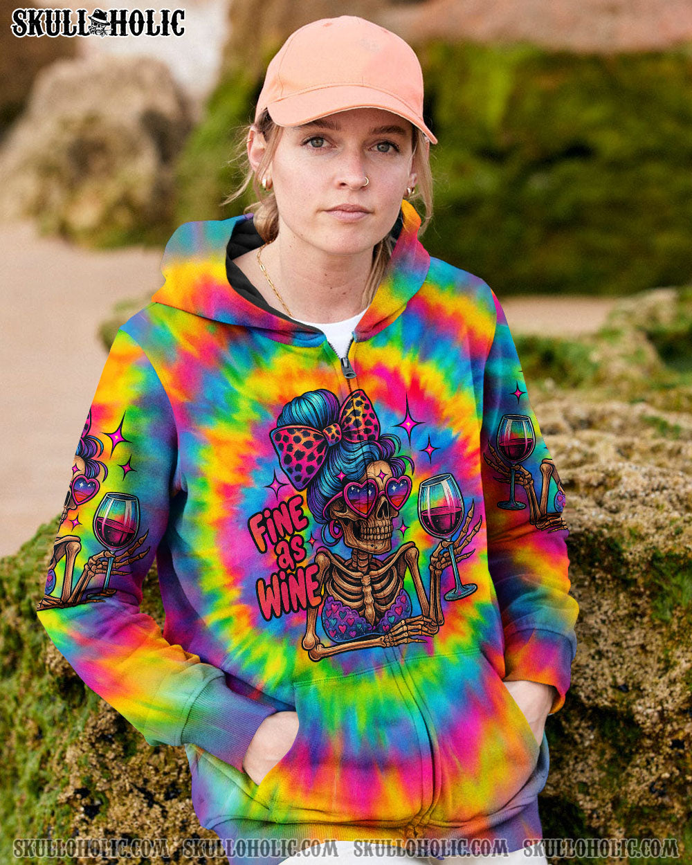 BLISSCORNERS FINE AS WINE SKELETON TIE DYE ALL OVER PRINT