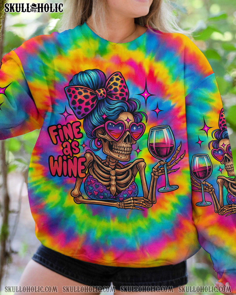 BLISSCORNERS FINE AS WINE SKELETON TIE DYE ALL OVER PRINT