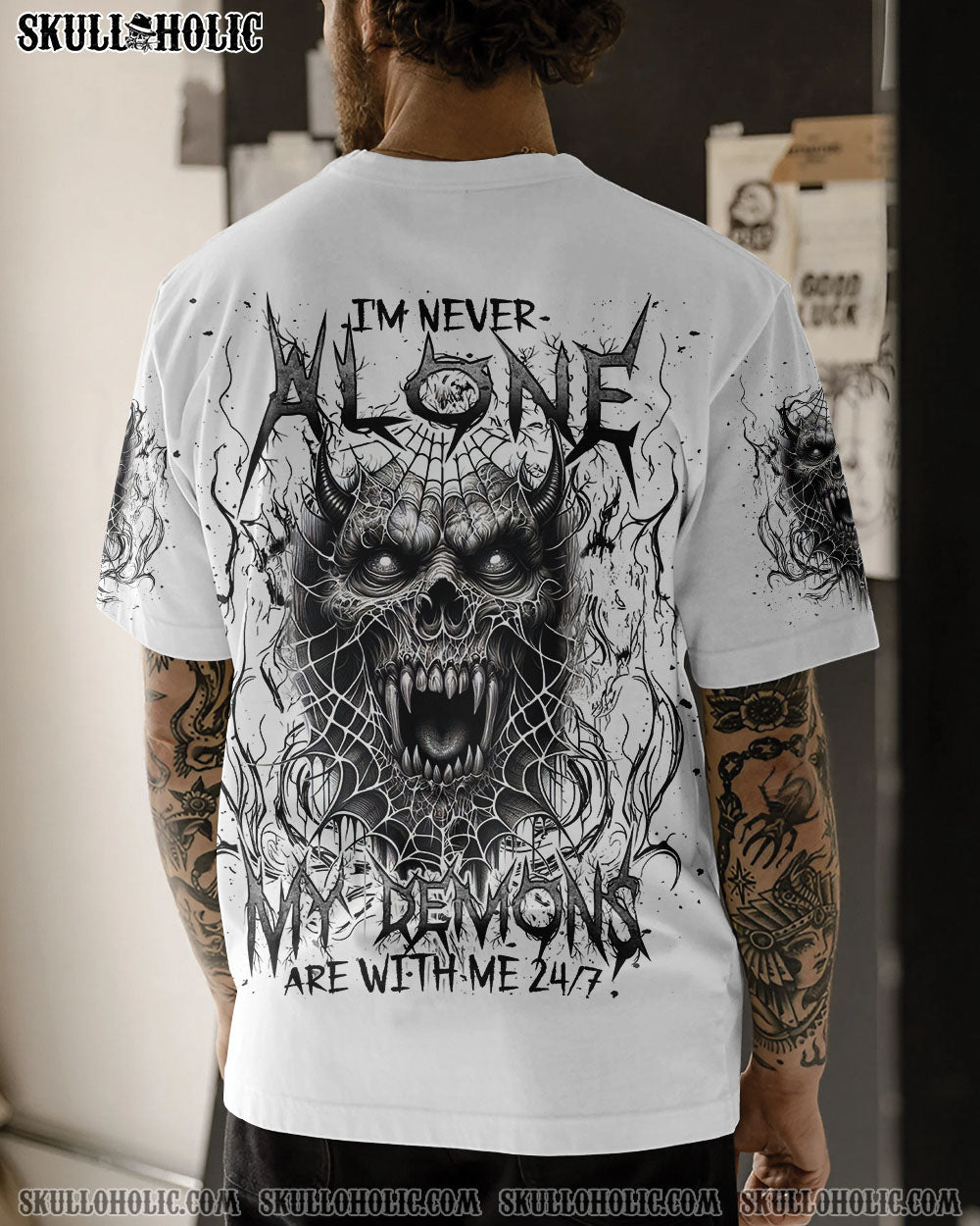 BLISSCORNERS I'M NEVER ALONE MY DEMONS ARE WITH ME 24/7 ALL OVER PRINT