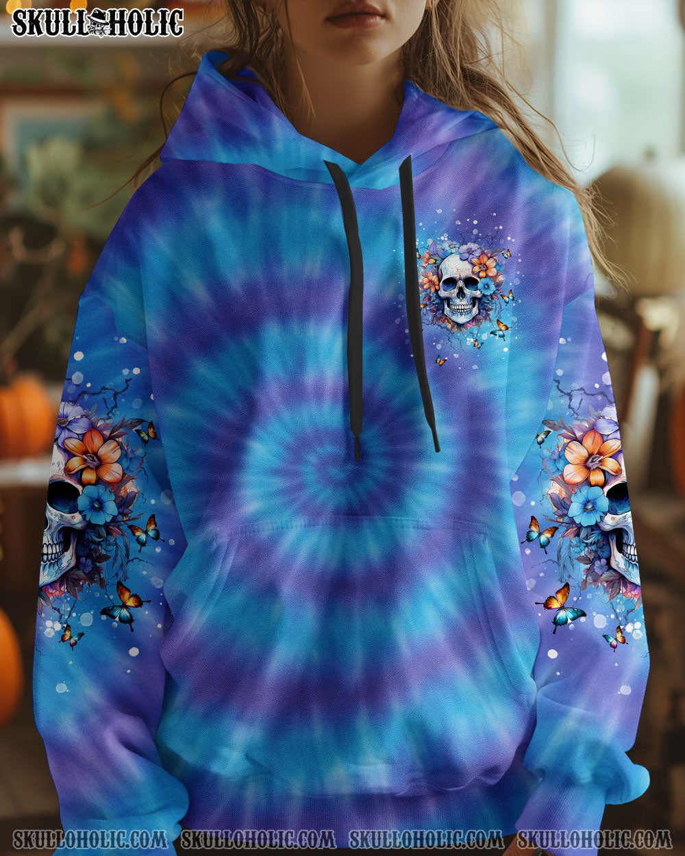 BLISSCORNERS I'LL HEAL IN HELL SKULL FLORAL TIE DYE ALL OVER PRINT