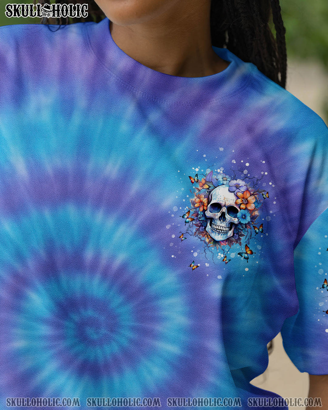 BLISSCORNERS I'LL HEAL IN HELL SKULL FLORAL TIE DYE ALL OVER PRINT
